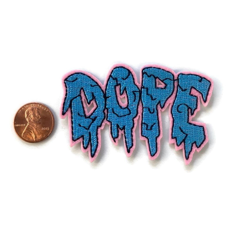 DOPE Blue/Pink Drizzle Embroidered Patch - Picture 2 of 3